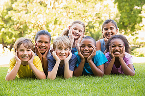 Happy friends in the park on a sunny day