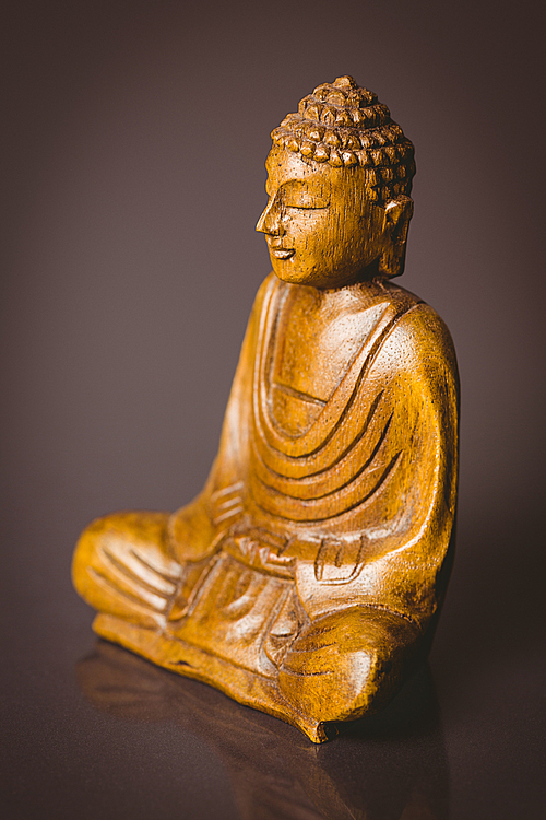 Wooden buddha statue shot in studio