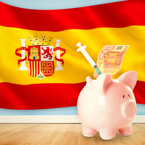 Health insurance concept against digitally generated spanish national flag
