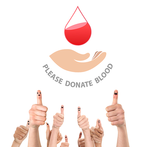 Blood donation against thumbs up