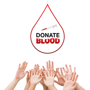donate blood against hands waving