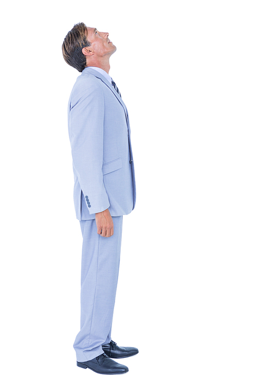 Standing businessman on white background