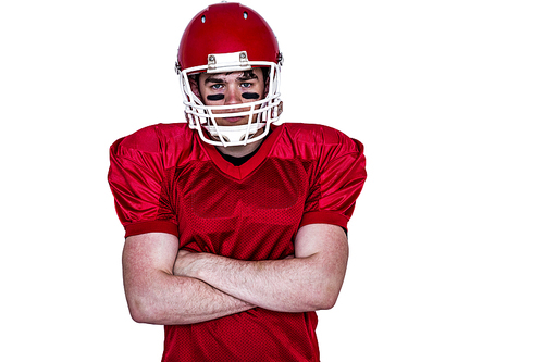 Portrait of an american football player with arms crossed