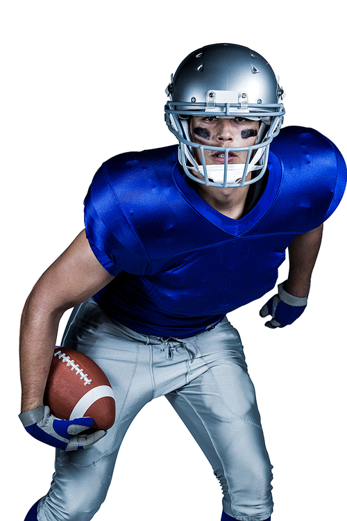 유토이미지 Portrait of American football player in uniform playing against