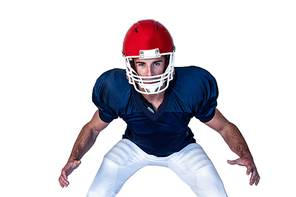 Portrait of rugby player in position