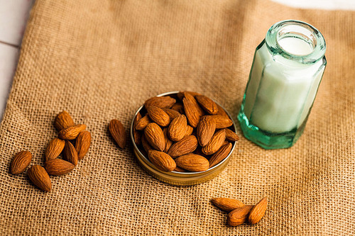 Almonds and milk jar