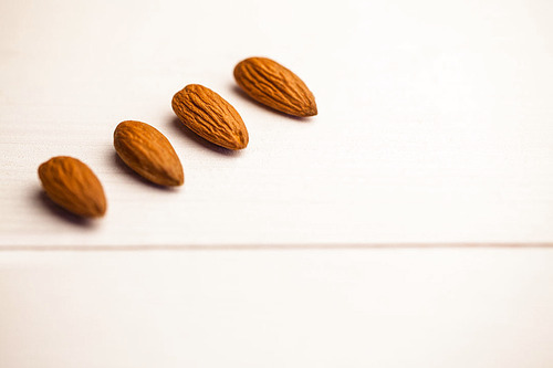 High angle view of almonds