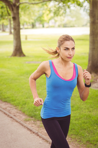 High angle view of woman jogging in park