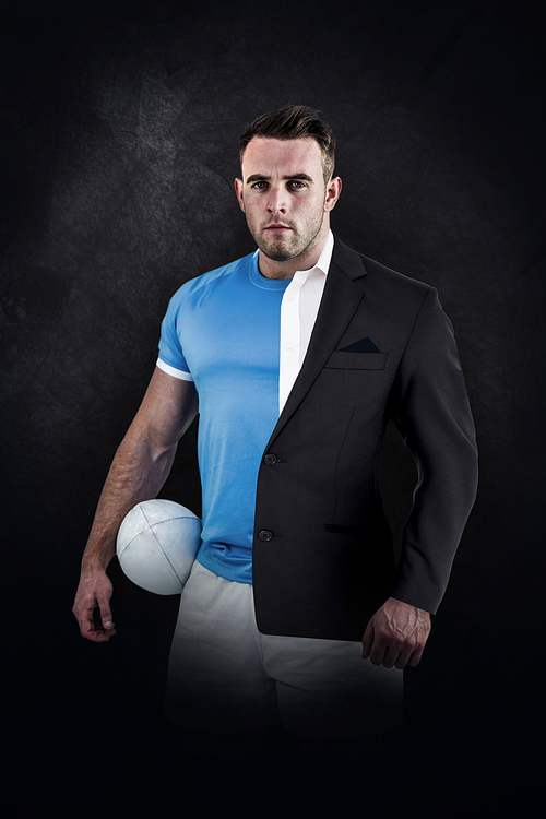 Composite image of rugby player 