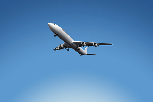 Graphic airplane against blue sky