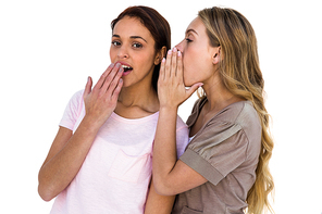 Girls whispering telling a secret