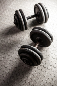 Heavy dumbbells at the crossfit gym