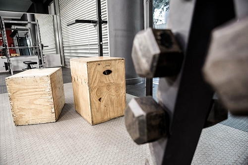 Wooden blocks at the crossfit gym