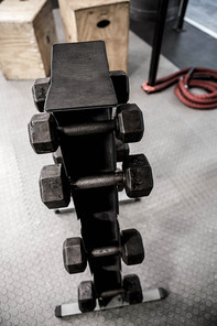 Dumbbell rack at the crossfit gym