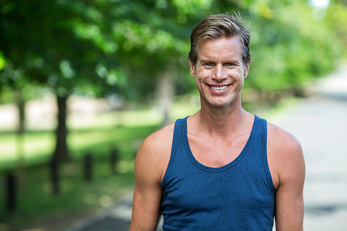 Sportsman posing in front of the camera in park