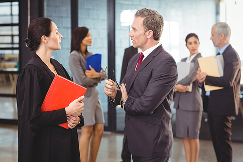 Lawyer interacting with businessman in office