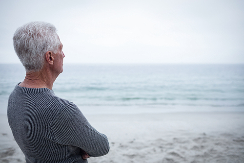 Senior man looking at sea on the beach