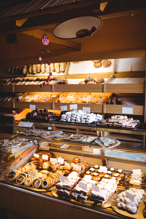 Close-up of various sweet foods in bakery shop