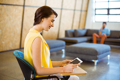 Female business executive using digital tablet in office