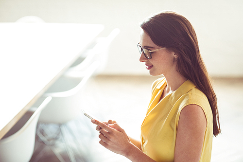 Female business executive using mobile phone in office