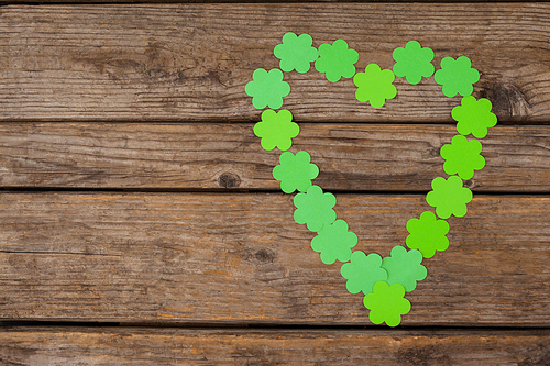 St. Patricks Day shamrocks on wooden table