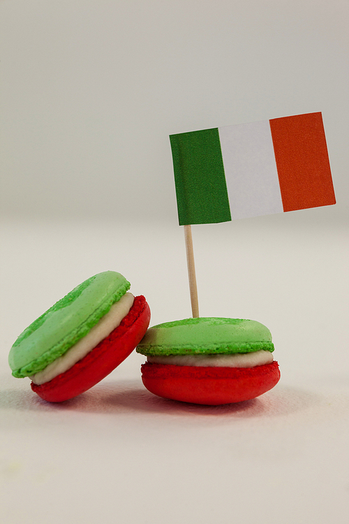 St. Patricks Day three cookies with irish flag on white background