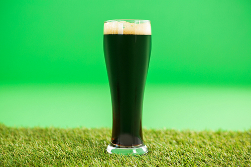 St Patricks Day green beer on grass