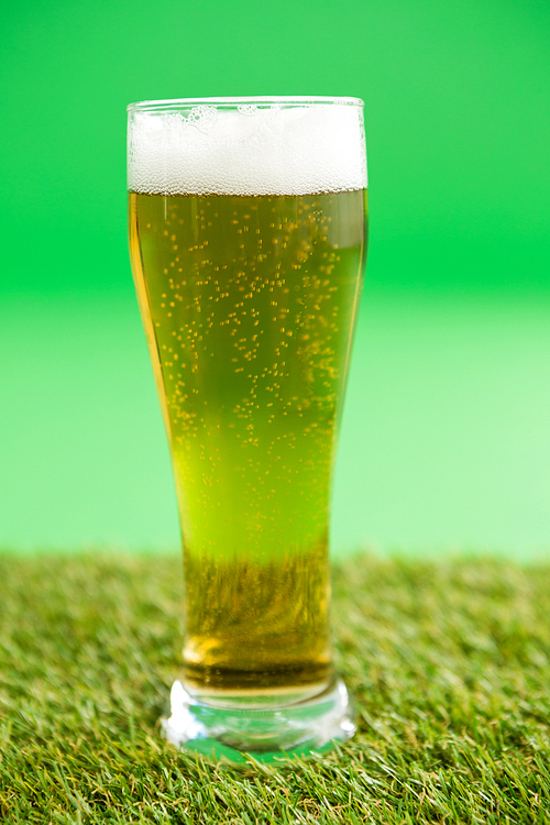 St Patricks Day glass of beer on grass