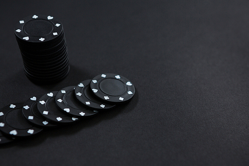 High angle view of chips on table at casino