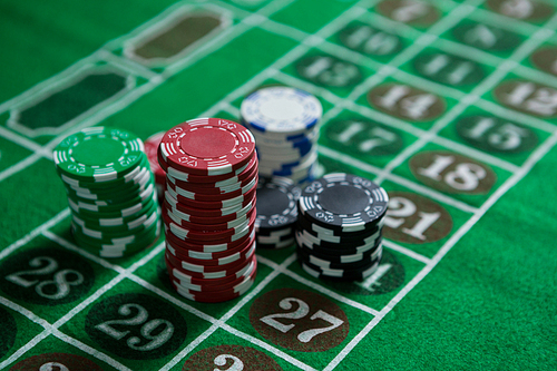 Stack of chips on roulette table