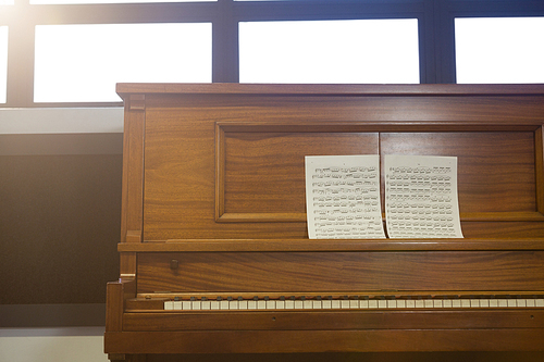 Close up of wooden piano at home