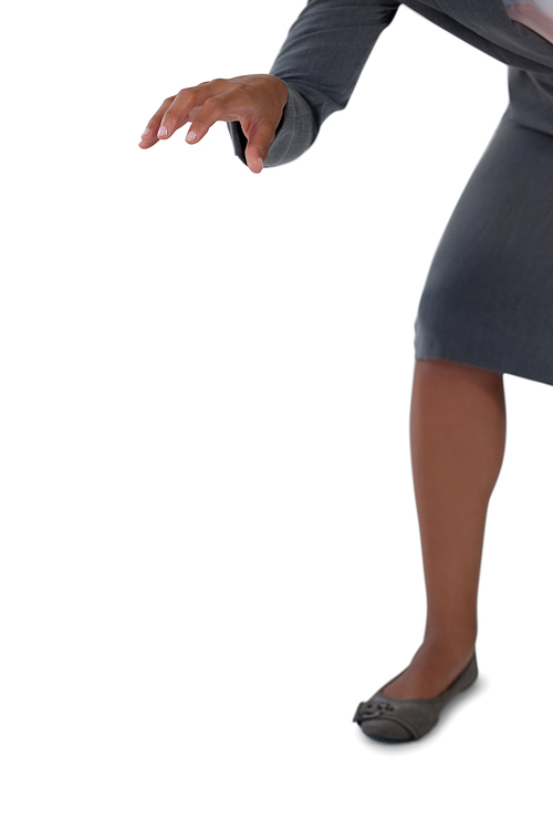 Mid section of businesswomans hand reaching forward