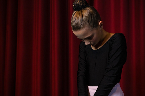 ballerina practicing dance dance in the stage