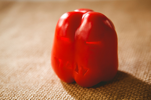 Close up of carved red bell pepper