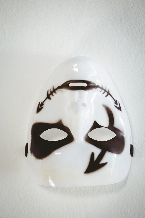Upside down image of mask on white background