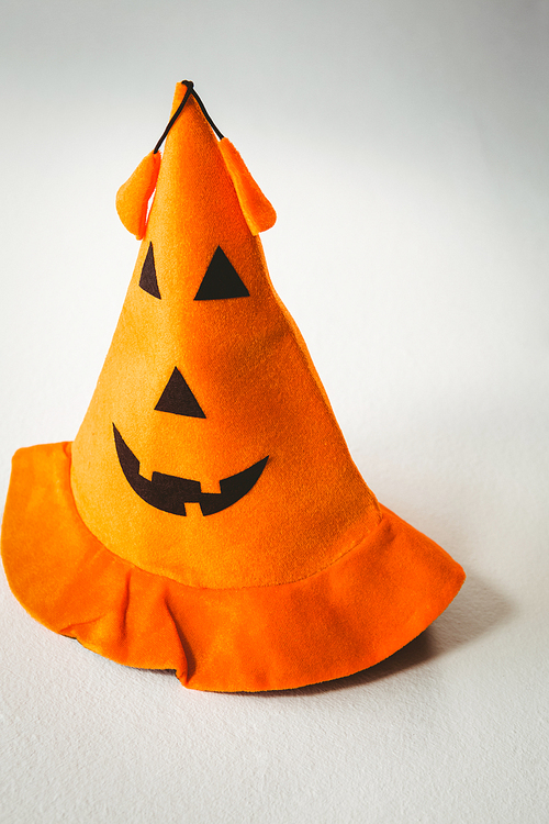High angle view of witch hat on white background