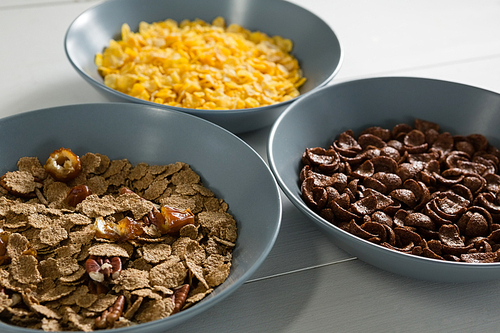 Close-up of various breakfast in bowl