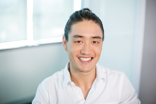 Portrait of smiling business executive sitting in office