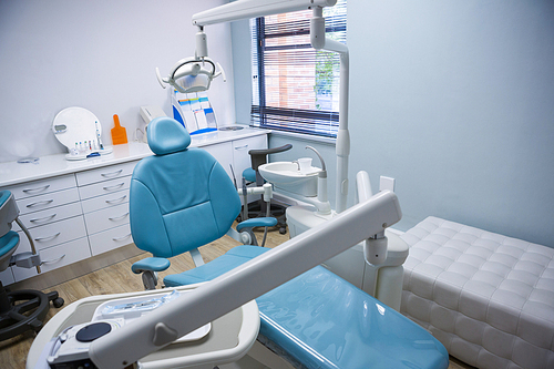 Interior of medical equipments at empty dental clinic