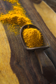 Close-up of turmeric powder in bowl