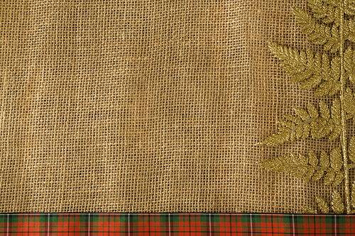 Close-up of christmas decoration on fabric