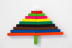 Close-up of christmas tree made from colorful blocks