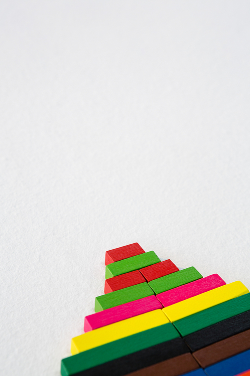 Close-up of christmas tree made from colorful blocks