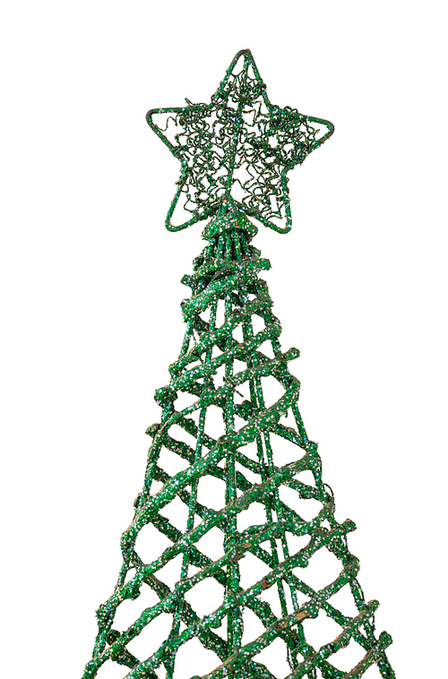 Close-up of handmade christmas tree against white background