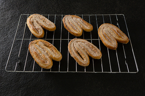 Close-up of fresh baked cookies on baking tray