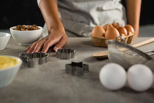 Various ingredients arranged on a wooden table