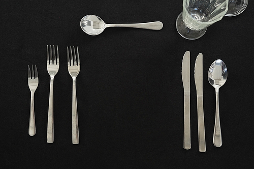 Black theme table setting with cutlery