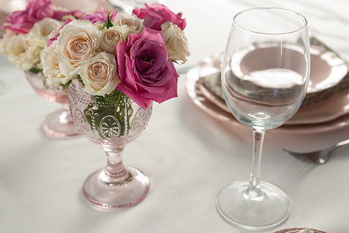 Close-up of beautiful table setting for an occasion