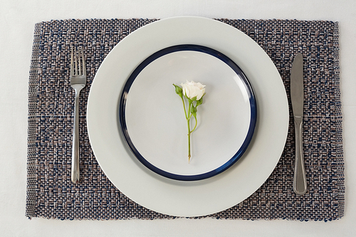 Overhead of elegance table setting on placemat