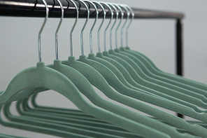 Close-up of empty cloth hangers